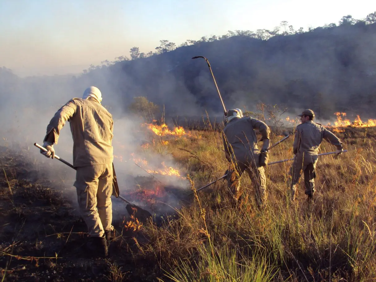 Bombeiros combate incêndio