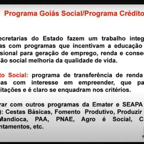 EMATER LIVE GOIÁS SOCIAL