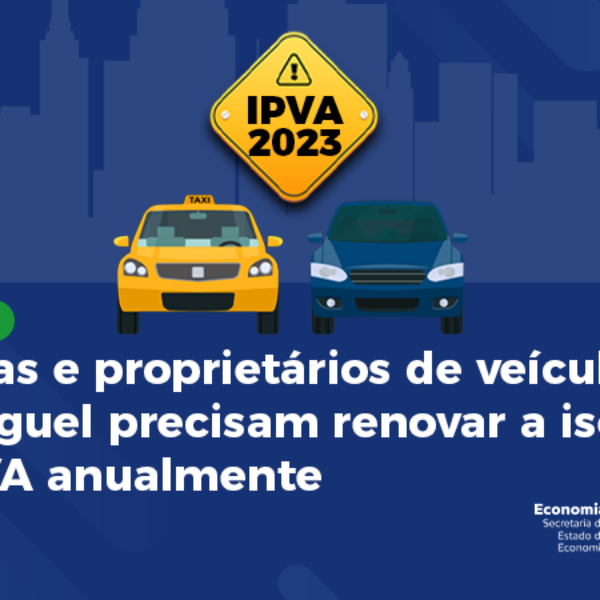 Arte sobre isenção de IPVA para taxista