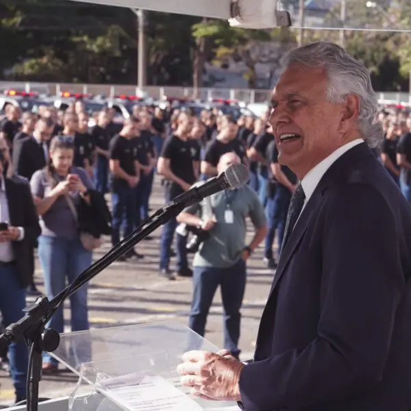 Governador Ronaldo Caiado evento durante na Academia da PM par aconhecer novos policiais miltares