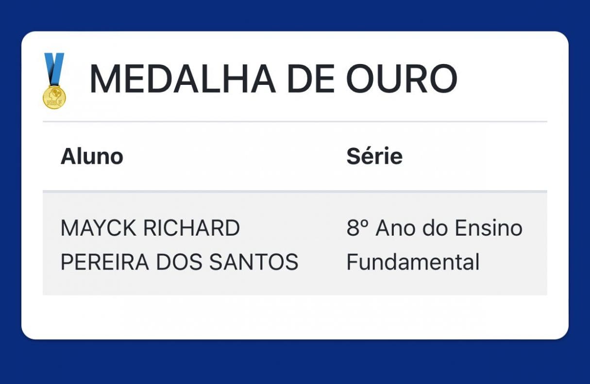 ESTUDANTE LEVA OURO- Mayck Richard Pereira dos Santos