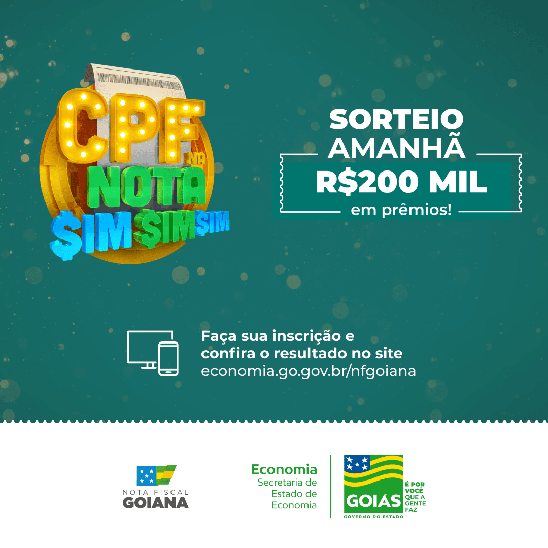 Nota Fiscal Goiana sorteia prêmio de R$ 200 mil; confira lista de  ganhadores, Goiás