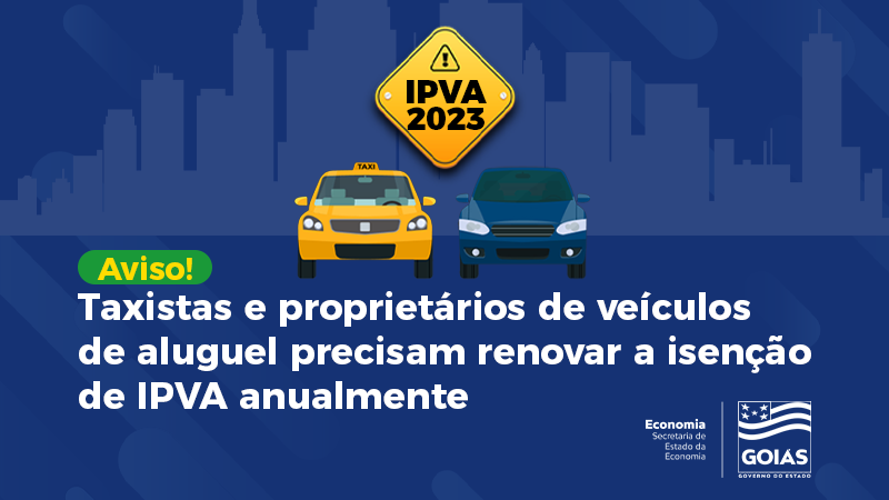 Arte sobre isenção de IPVA para taxista