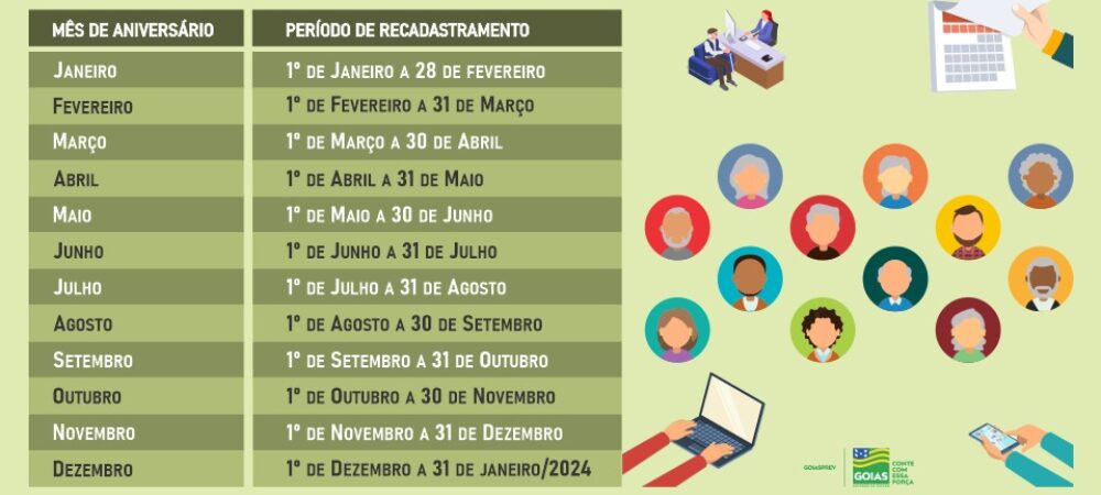Calendário de recadastramento 2023 da GoiásPrev