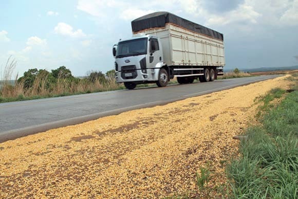 caminhão transportando soja - agrodefesa vai fiscalizar o transporte do grão