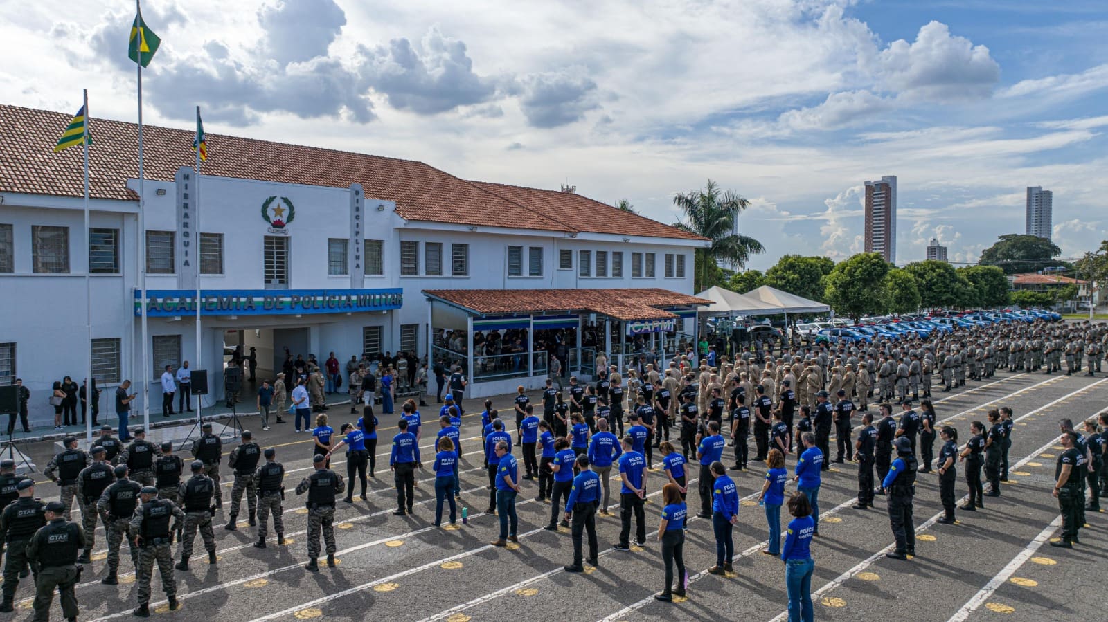 Policiais na Academia de Polícia