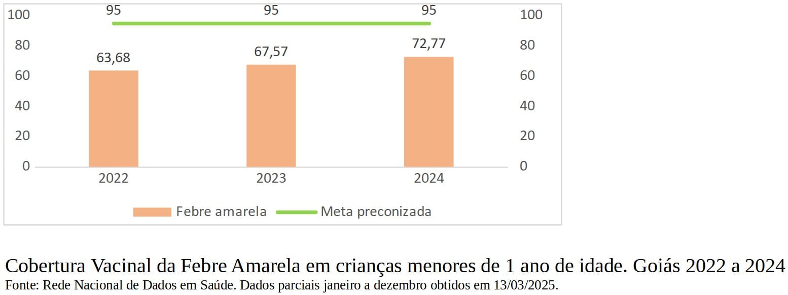 Cobertura vacinal contra febre amarela em menores de 1 ano preocupa autoridades de saúde em Goiás