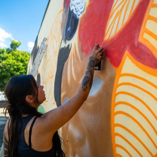 mural assinado pela artista visual Jessica Muriel no Setor Negrão de Lima