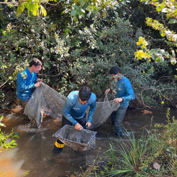 Pesquisadores da Rede HidroCerrado trabalham no rio