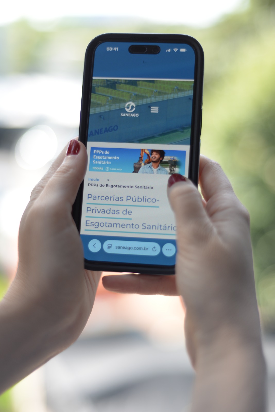 Tela do celular mostrando Edital da Saneago