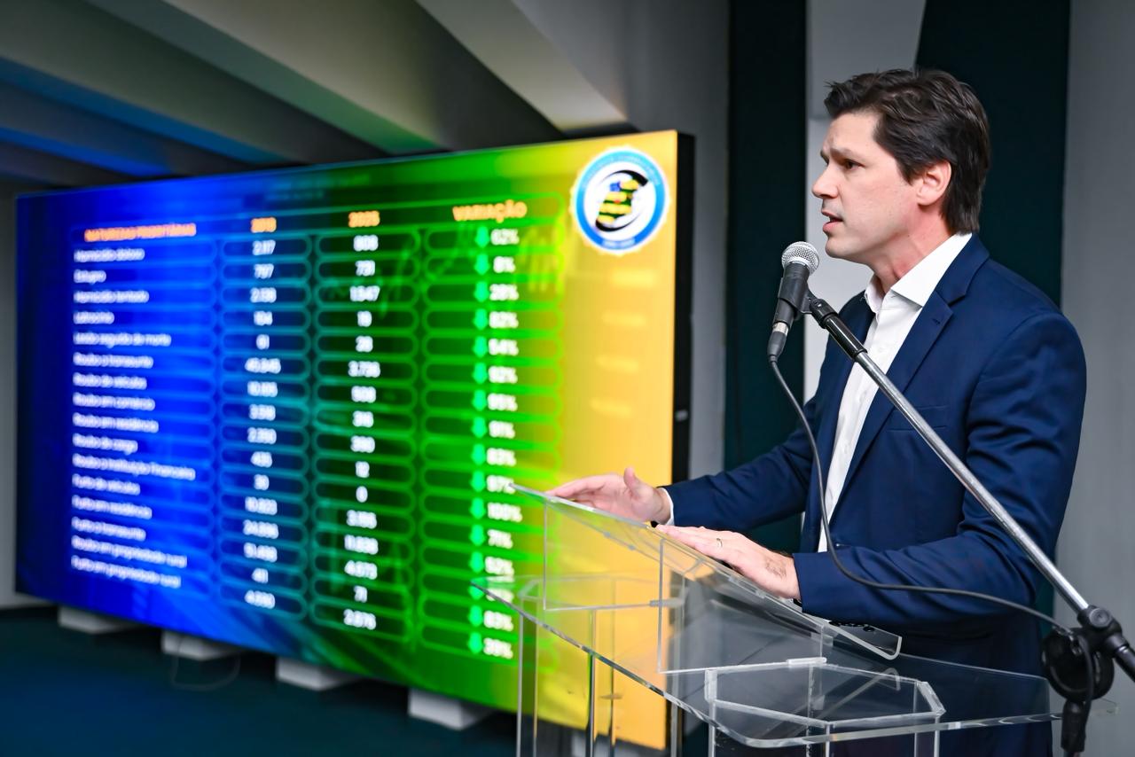 Daniel Vilena na apresentação do balanço da segurança pública